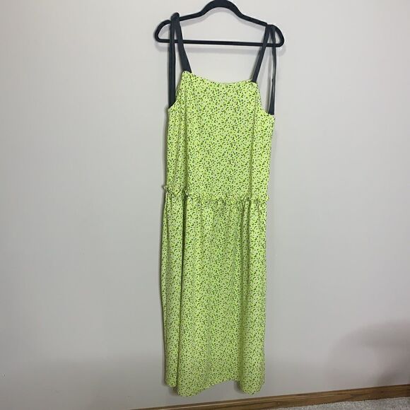 Topshop size 10 yellow floral tie sleeves drop waist (F1) - Picture 2 of 9